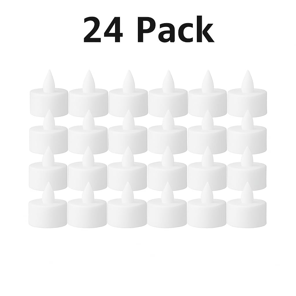 24 Pcs Tea Light Candles | Flameless, Smokeless Diyas | Decorative Acrylic Candles for Navratri Decoration Setup for Home, Home Decor, Diwali, Deepawali, Festival Gifting