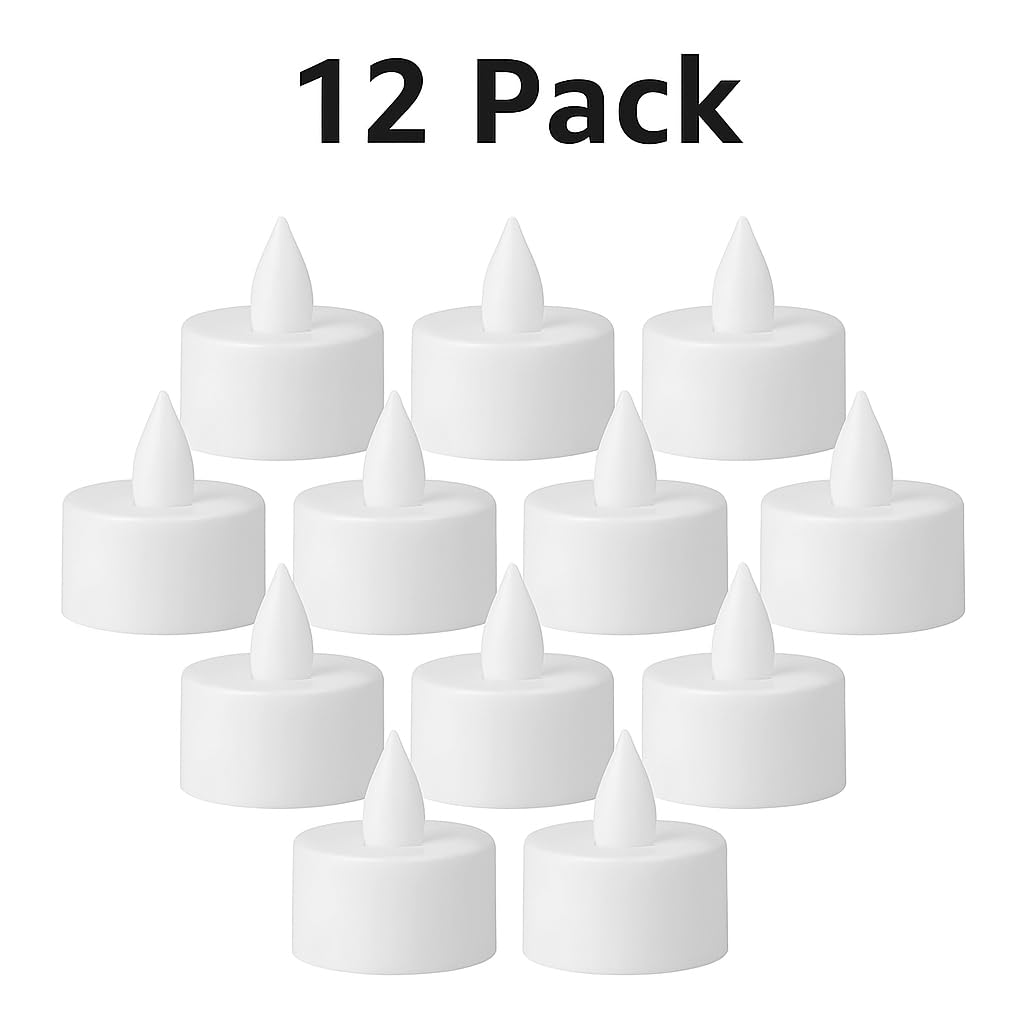 12 Pcs Tea Light Candles | Flameless, Smokeless Diyas | Decorative Acrylic Candles for Navratri Decoration Setup for Home, Home Decor, Diwali, Deepawali, Festival Gifting