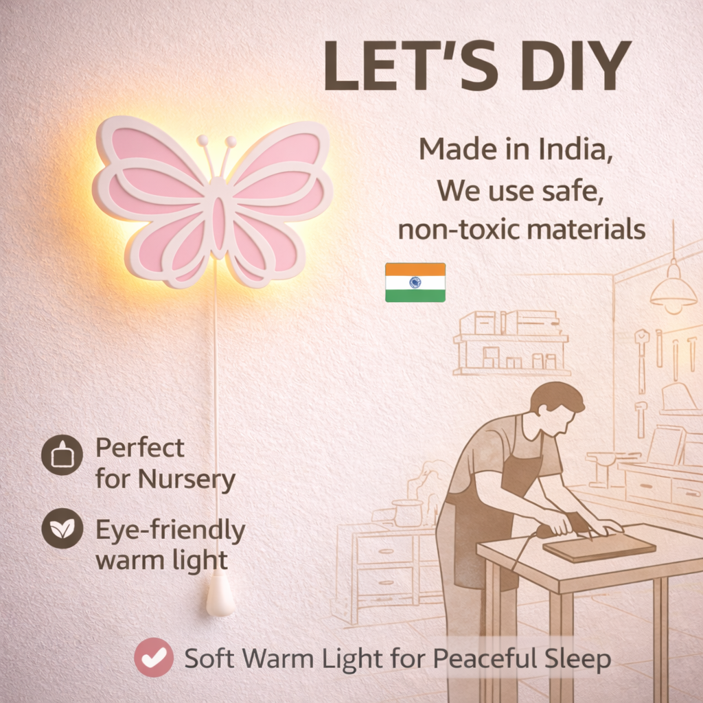 Pink Butterfly Wall Lamp for Kids Room | Nursery Decor