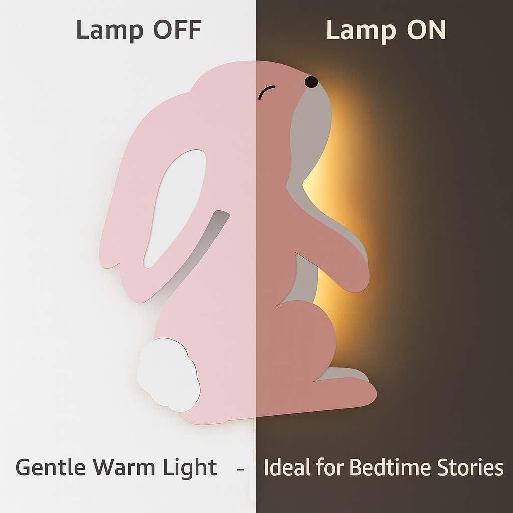 Pink Bunny Wall Lamp for Kids Room | Nursery Decor