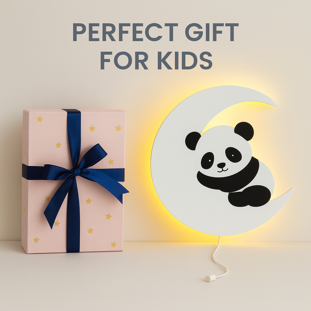 Panda Moon Wall Lamp for Kids Room | Nursery Room Decor