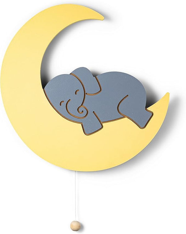 Elephant on Moon Wall Lamp for Kids Room | Nursery Decor