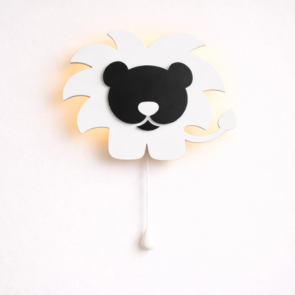 White Lion Shape Wall Lamp for Kids Room | Nursery Decor