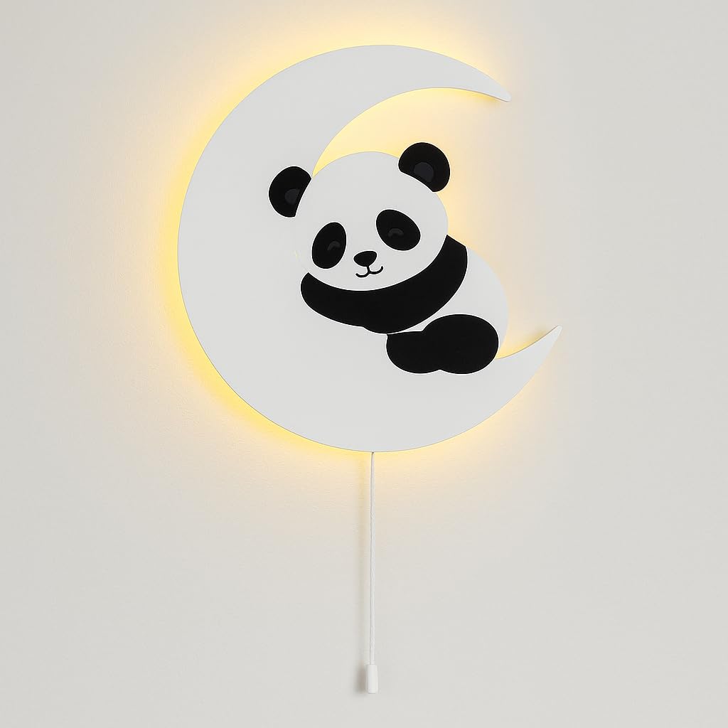 Panda Moon Wall Lamp for Kids Room |  Nursery Room Decor
