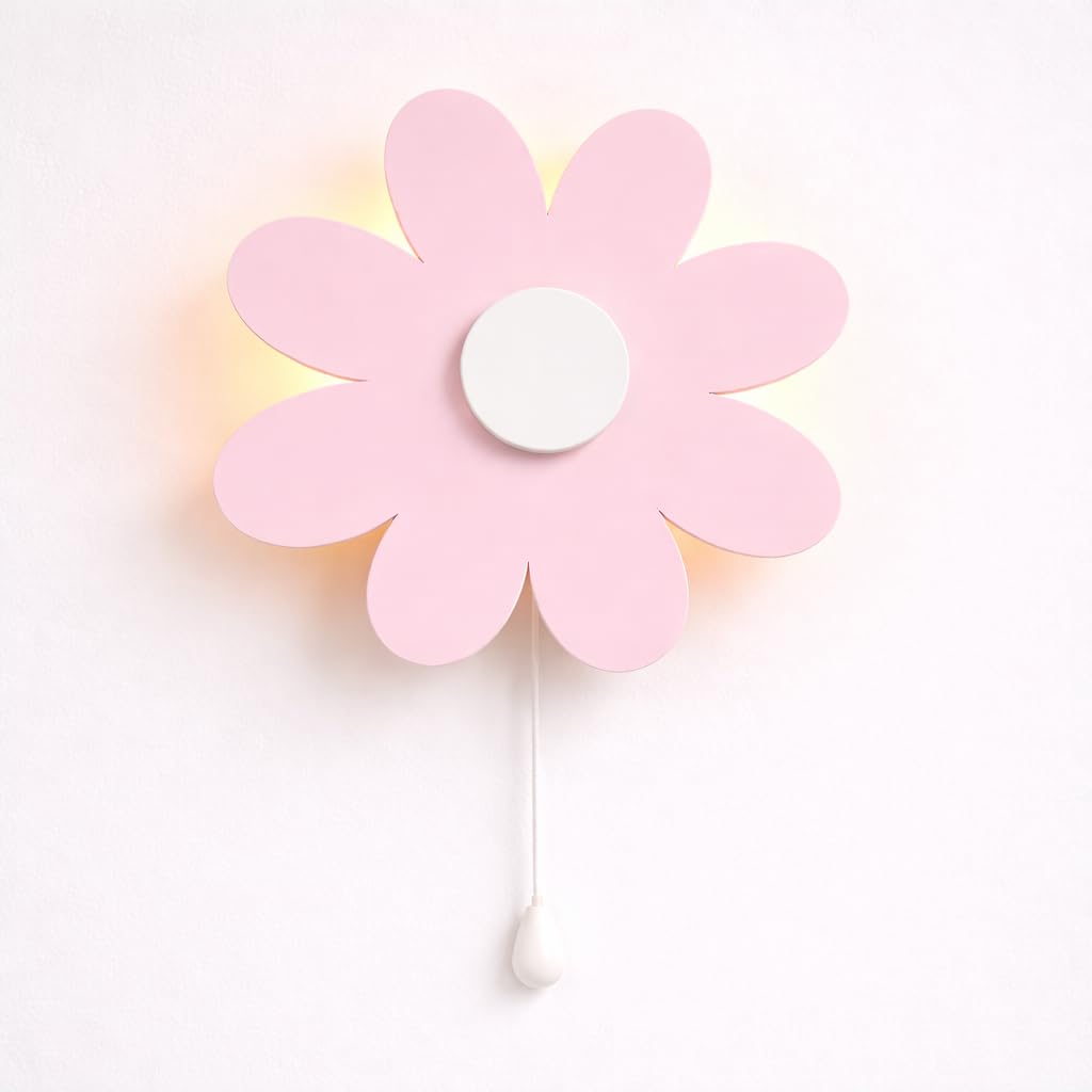 Pink Flower Wall Lamp for Kids Room | Nursery Decor