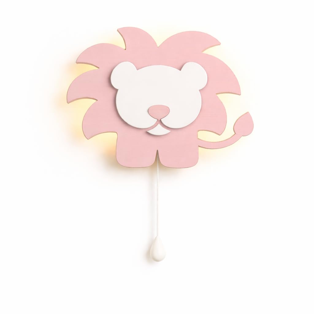 Pink Lion Wall Lamp for Kids Room | Nursery Decor