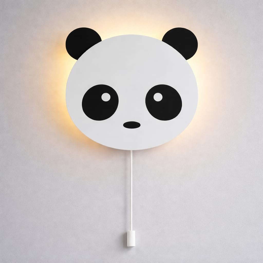 Panda Face Wall Lamp for Kids Room | Nursery Decor