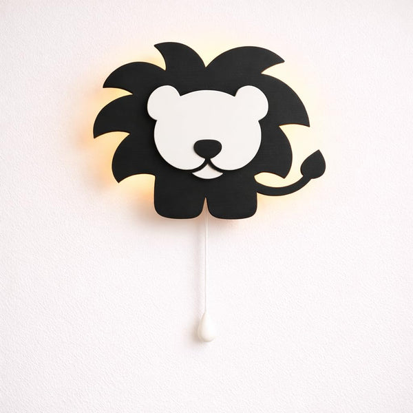 Black Lion Wall Lamp for Kids Room | Nursery Decor