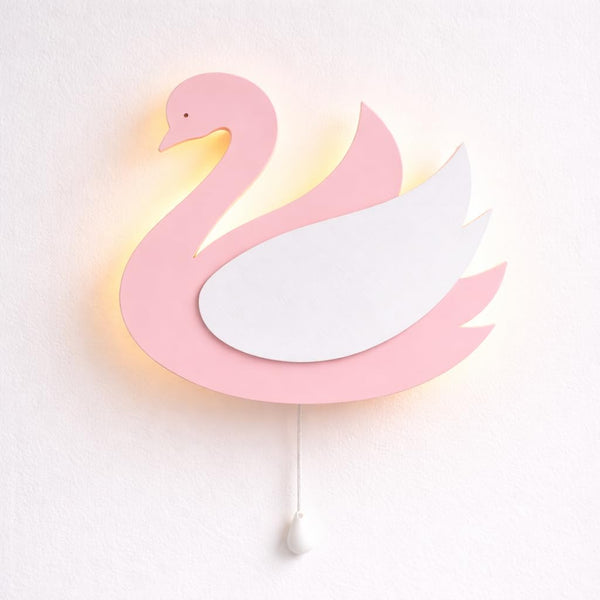 Pink Swan Shape Wall Lamp for Kids Room | Nursery Decor