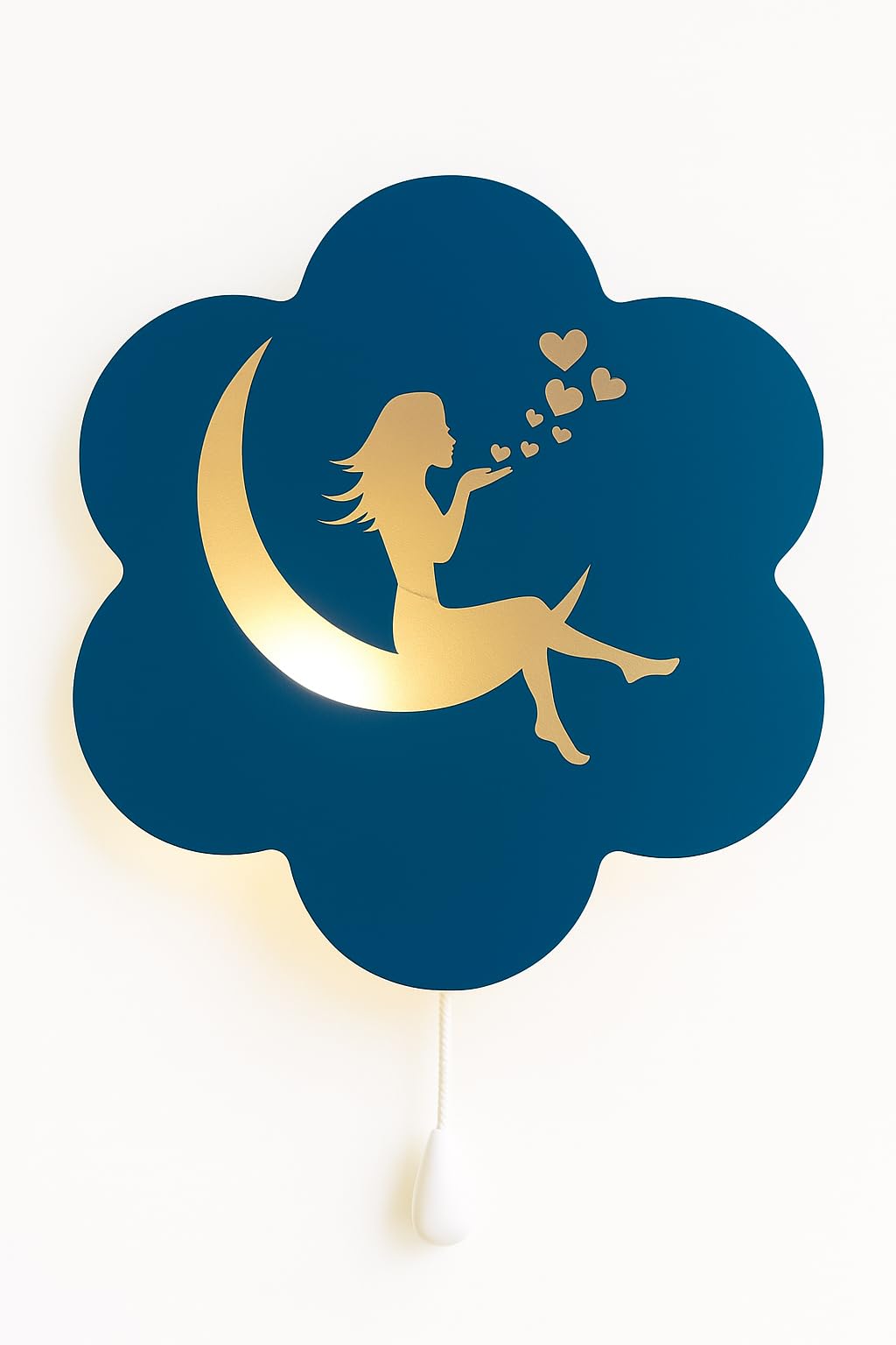 Girl on Moon Wall Lamp for Kids Room | Nursery Decor