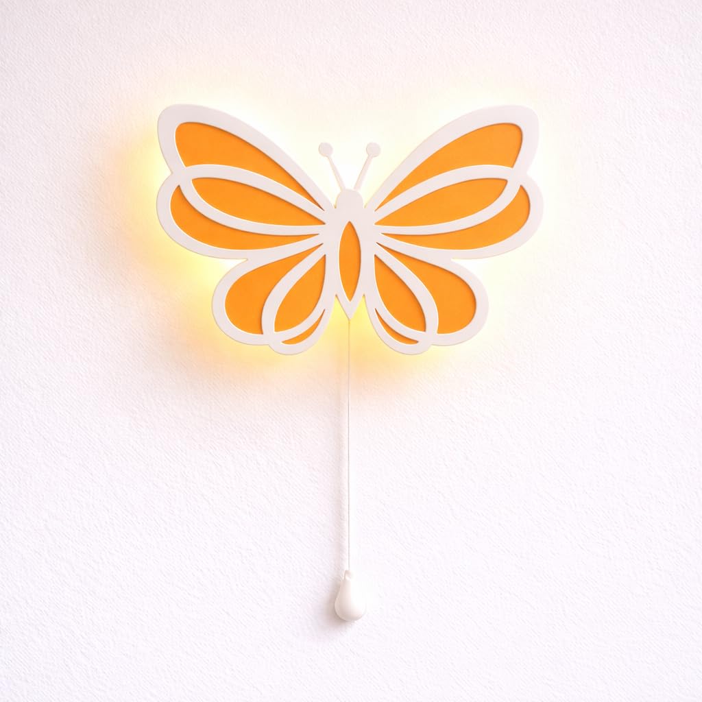 Warm Orange Butterfly Wall Lamp for Kids Room | Nursery Decor