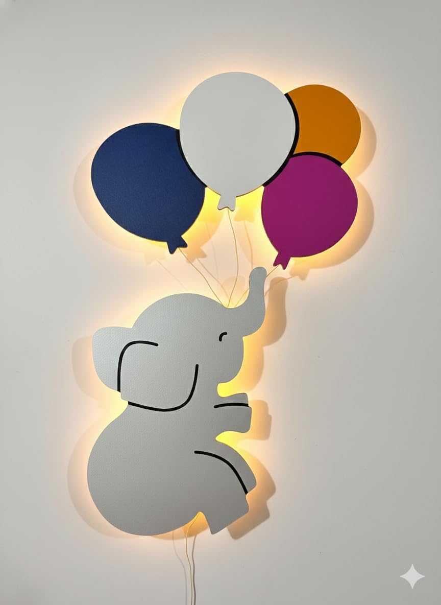 Elephant with Balloons Wall Lamp for Kids Room | Nursery Decor
