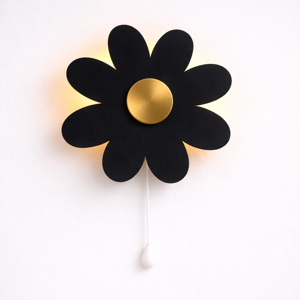 Black Flower Wall Lamp for Kids Room | Nursery Decor