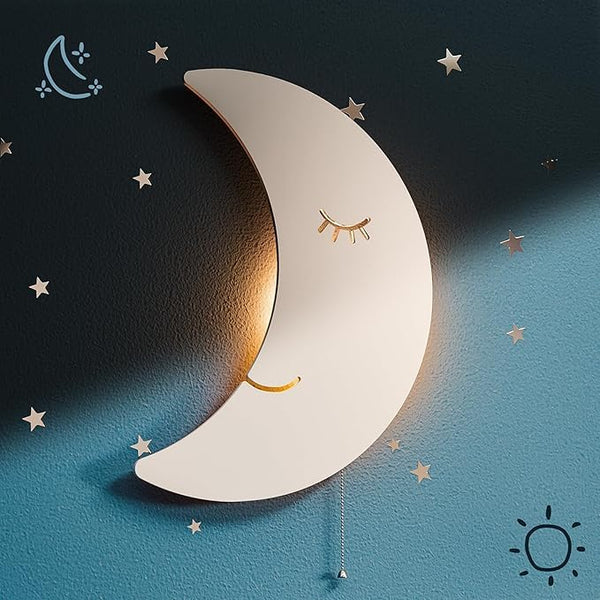 White Moon Wall Lamp for Kids Room | Nursery Decor