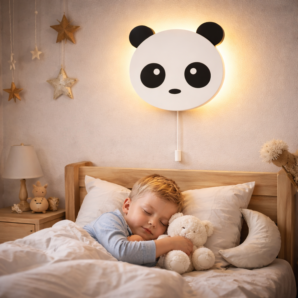 Panda Face Wall Lamp for Kids Room | Nursery Decor