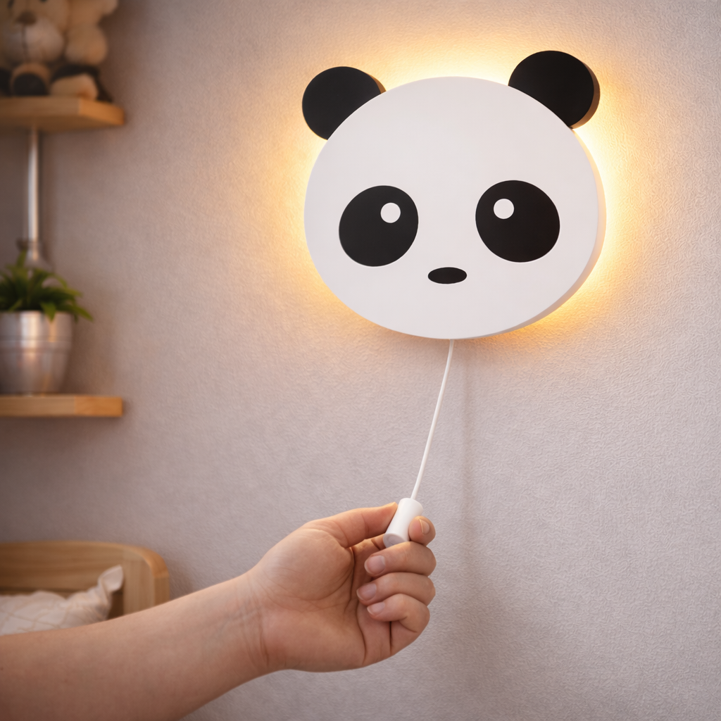 Panda Face Wall Lamp for Kids Room | Nursery Decor