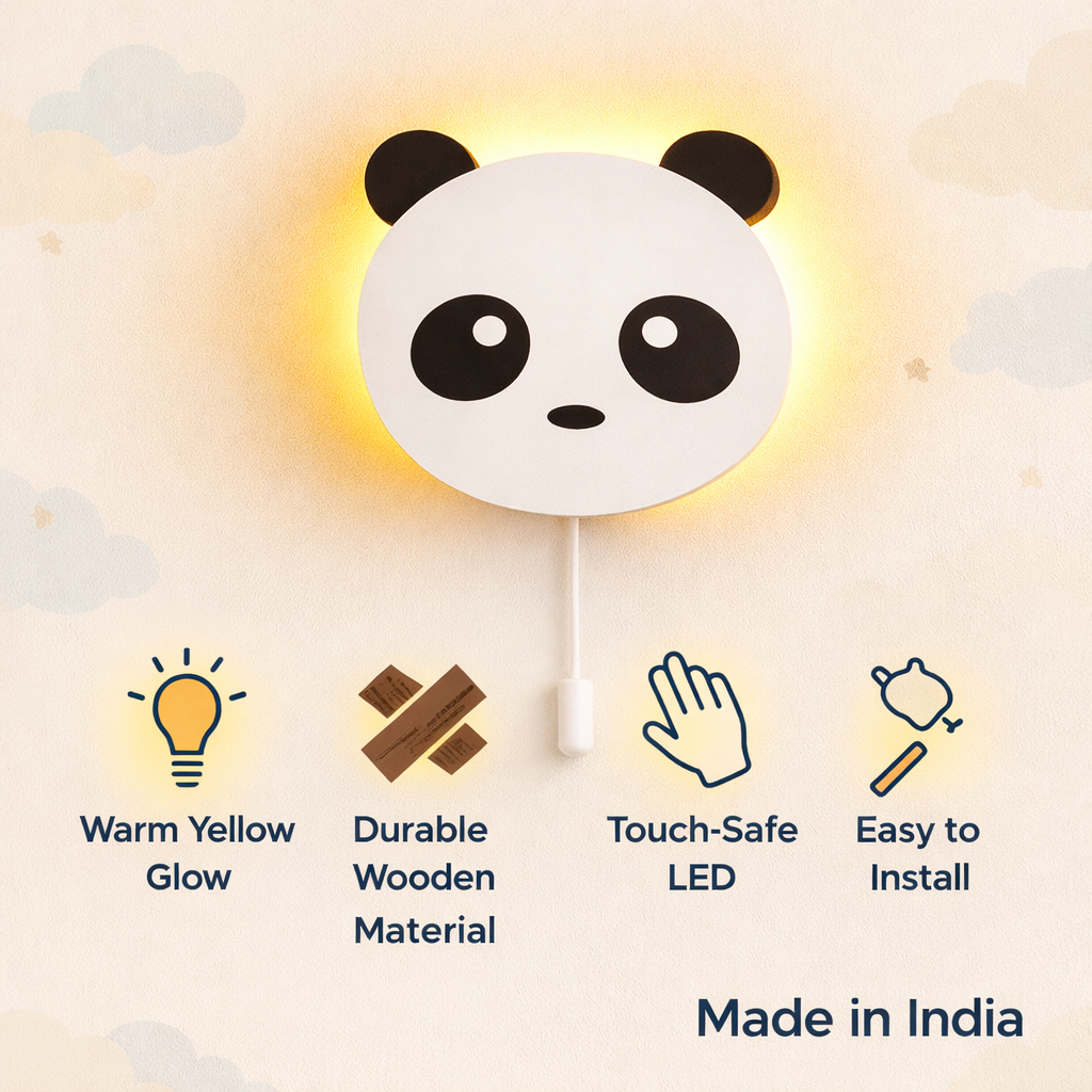Panda Face Wall Lamp for Kids Room | Nursery Decor