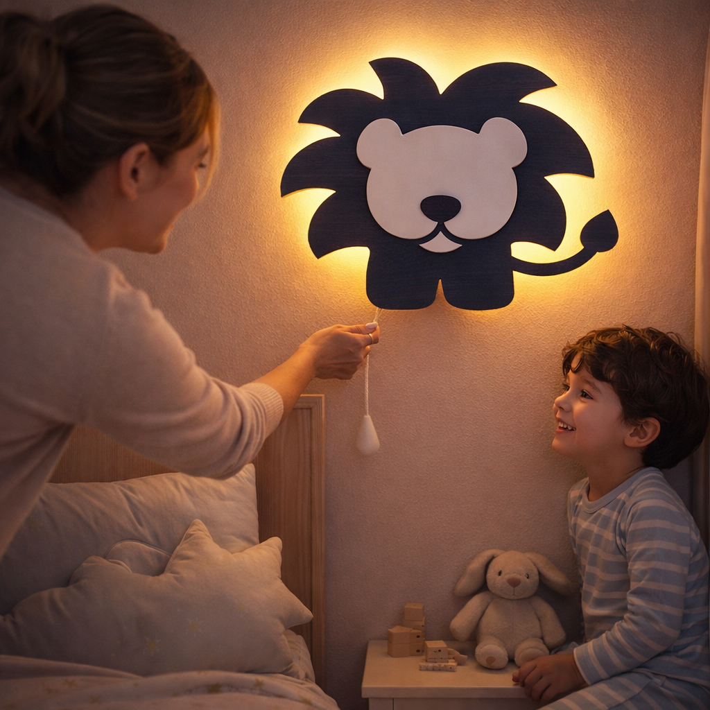 Blue Lion Wall Lamp for Kids Room | Nursery Decor