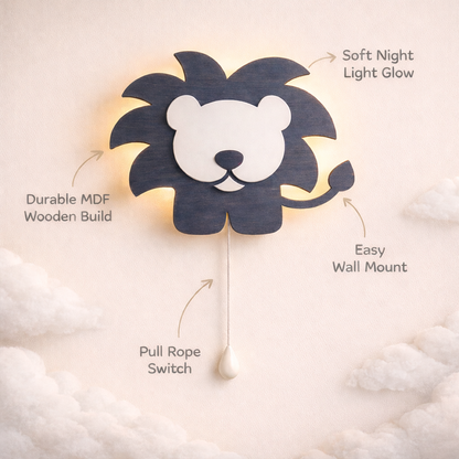 Blue Lion Wall Lamp for Kids Room | Nursery Decor