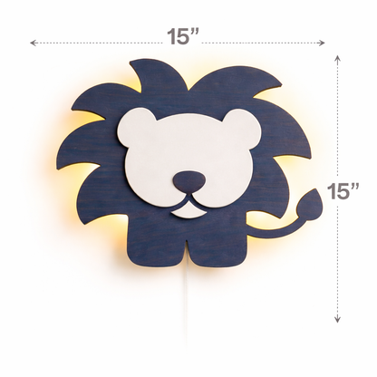 Blue Lion Wall Lamp for Kids Room | Nursery Decor