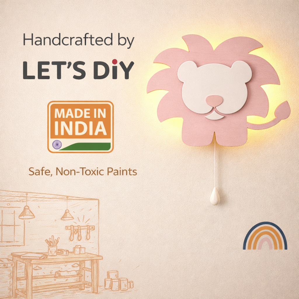 Pink Lion Wall Lamp for Kids Room | Nursery Decor