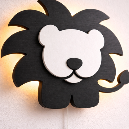 Black Lion Wall Lamp for Kids Room | Nursery Decor