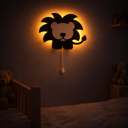 Black Lion Wall Lamp for Kids Room | Nursery Decor
