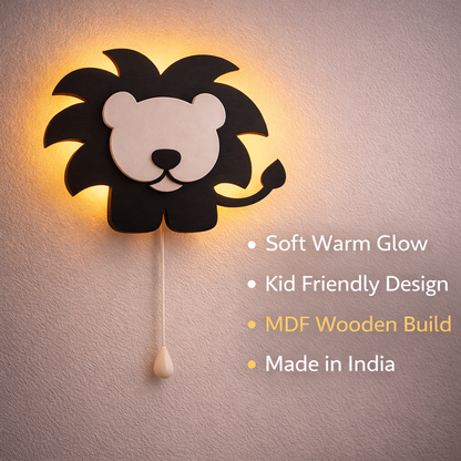 Black Lion Wall Lamp for Kids Room | Nursery Decor