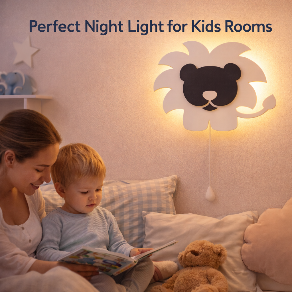 White Lion Shape Wall Lamp for Kids Room | Nursery Decor
