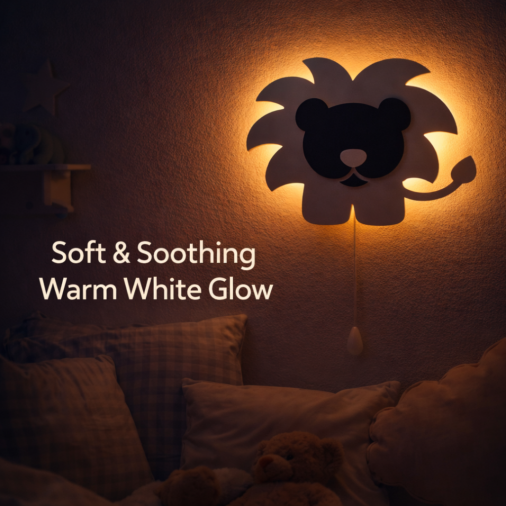 White Lion Shape Wall Lamp for Kids Room | Nursery Decor