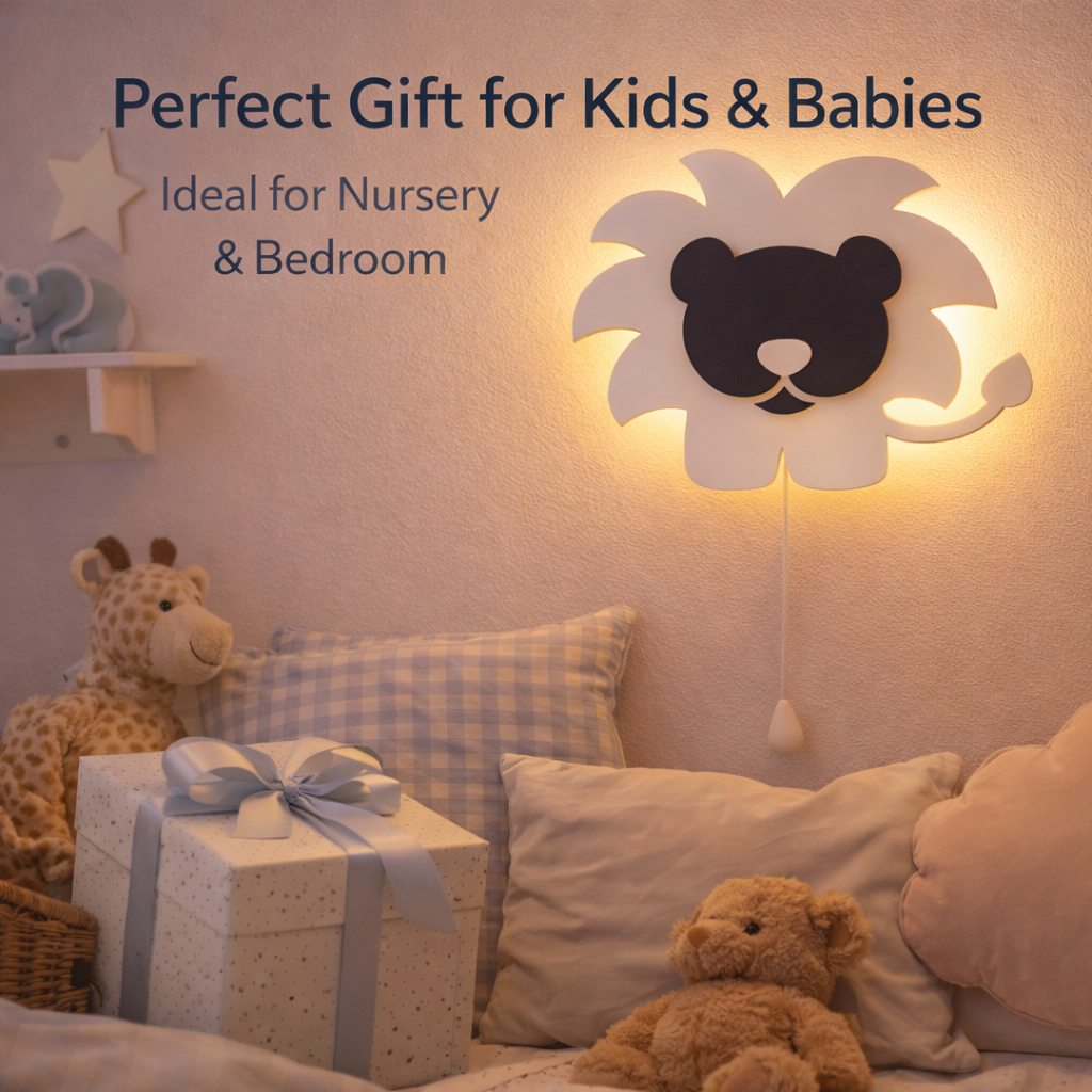 White Lion Shape Wall Lamp for Kids Room | Nursery Decor