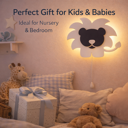White Lion Shape Wall Lamp for Kids Room | Nursery Decor