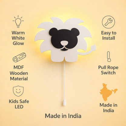 White Lion Shape Wall Lamp for Kids Room | Nursery Decor