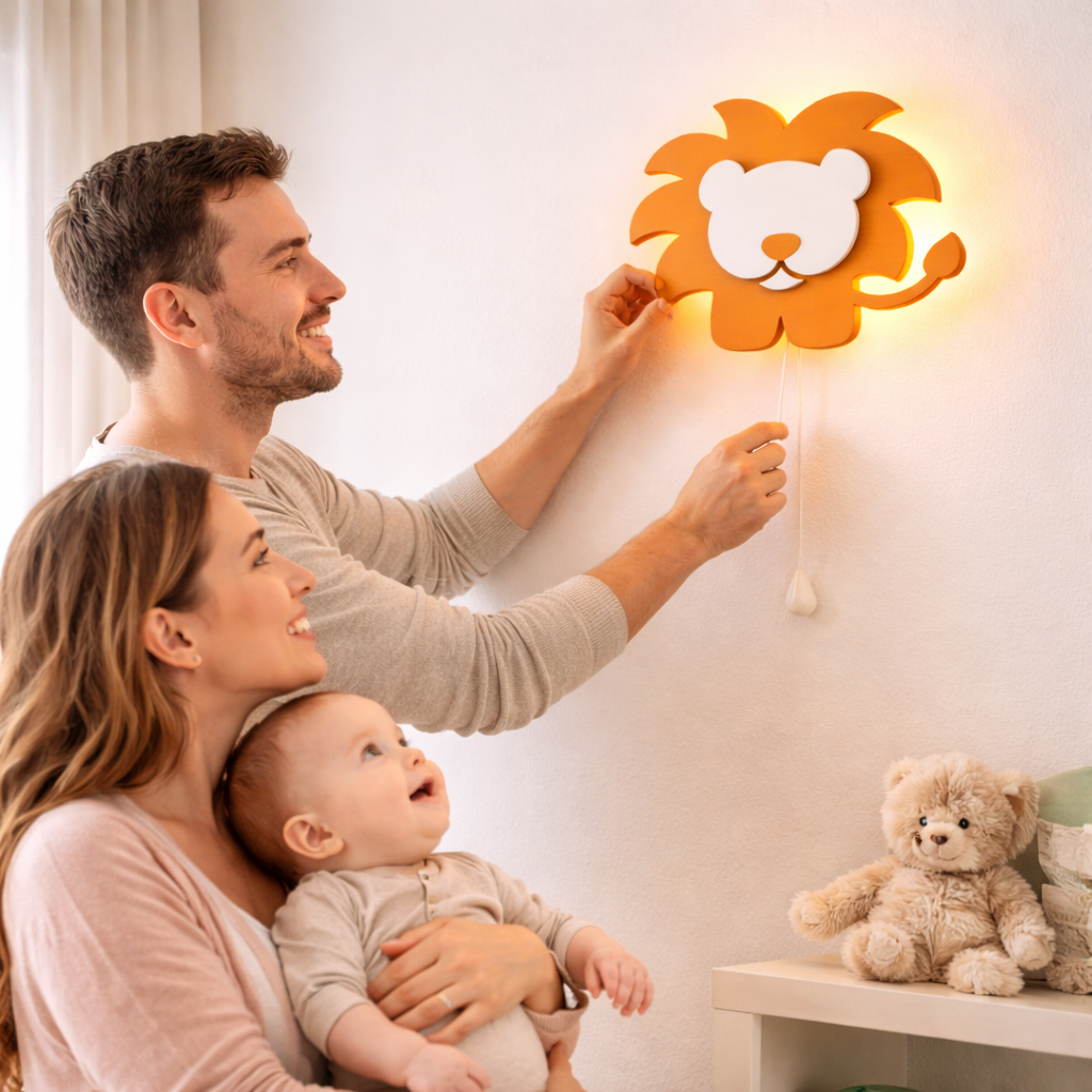 Warm Orange or Yellow Lion Wall Lamp for Kids Room | Nursery Decor