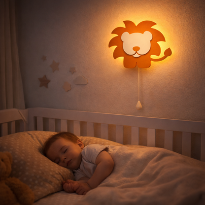 Warm Orange or Yellow Lion Wall Lamp for Kids Room | Nursery Decor