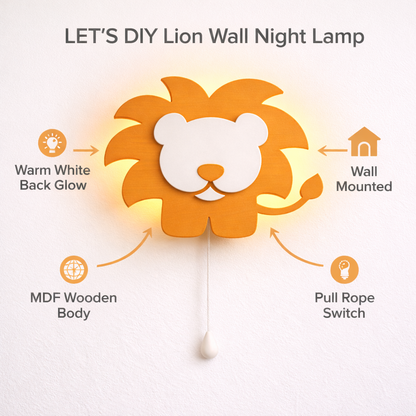 Warm Orange or Yellow Lion Wall Lamp for Kids Room | Nursery Decor