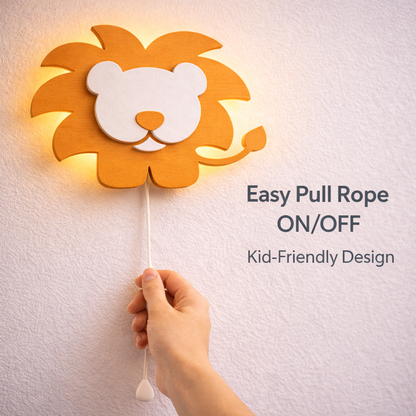 Warm Orange or Yellow Lion Wall Lamp for Kids Room | Nursery Decor