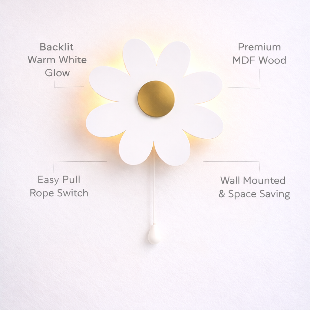 White Flower Wall Lamp for Kids Room | Nursery Decor