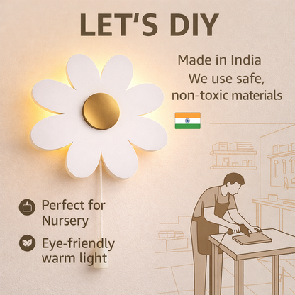 White Flower Wall Lamp for Kids Room | Nursery Decor