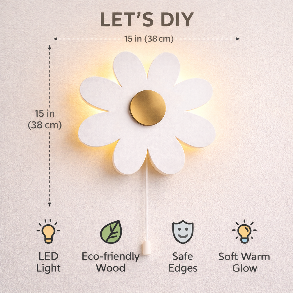 White Flower Wall Lamp for Kids Room | Nursery Decor