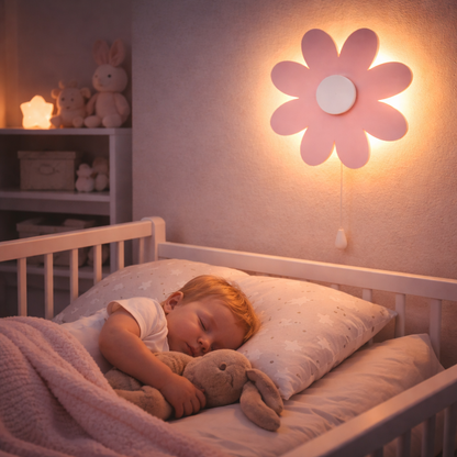 Pink Flower Wall Lamp for Kids Room | Nursery Decor