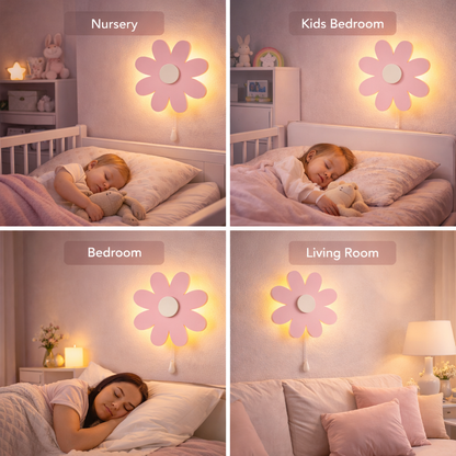 Pink Flower Wall Lamp for Kids Room | Nursery Decor