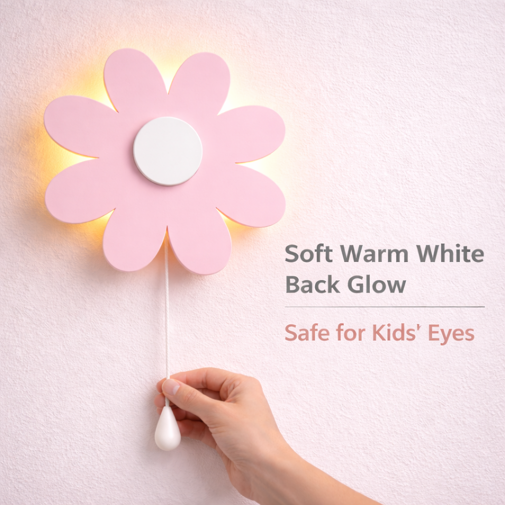 Pink Flower Wall Lamp for Kids Room | Nursery Decor