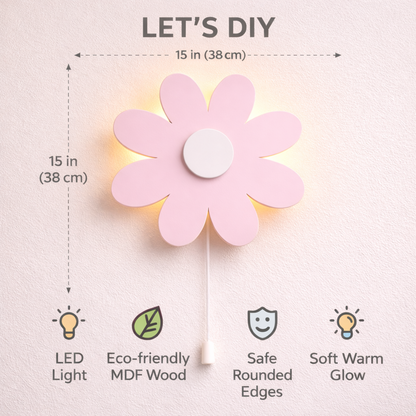 Pink Flower Wall Lamp for Kids Room | Nursery Decor