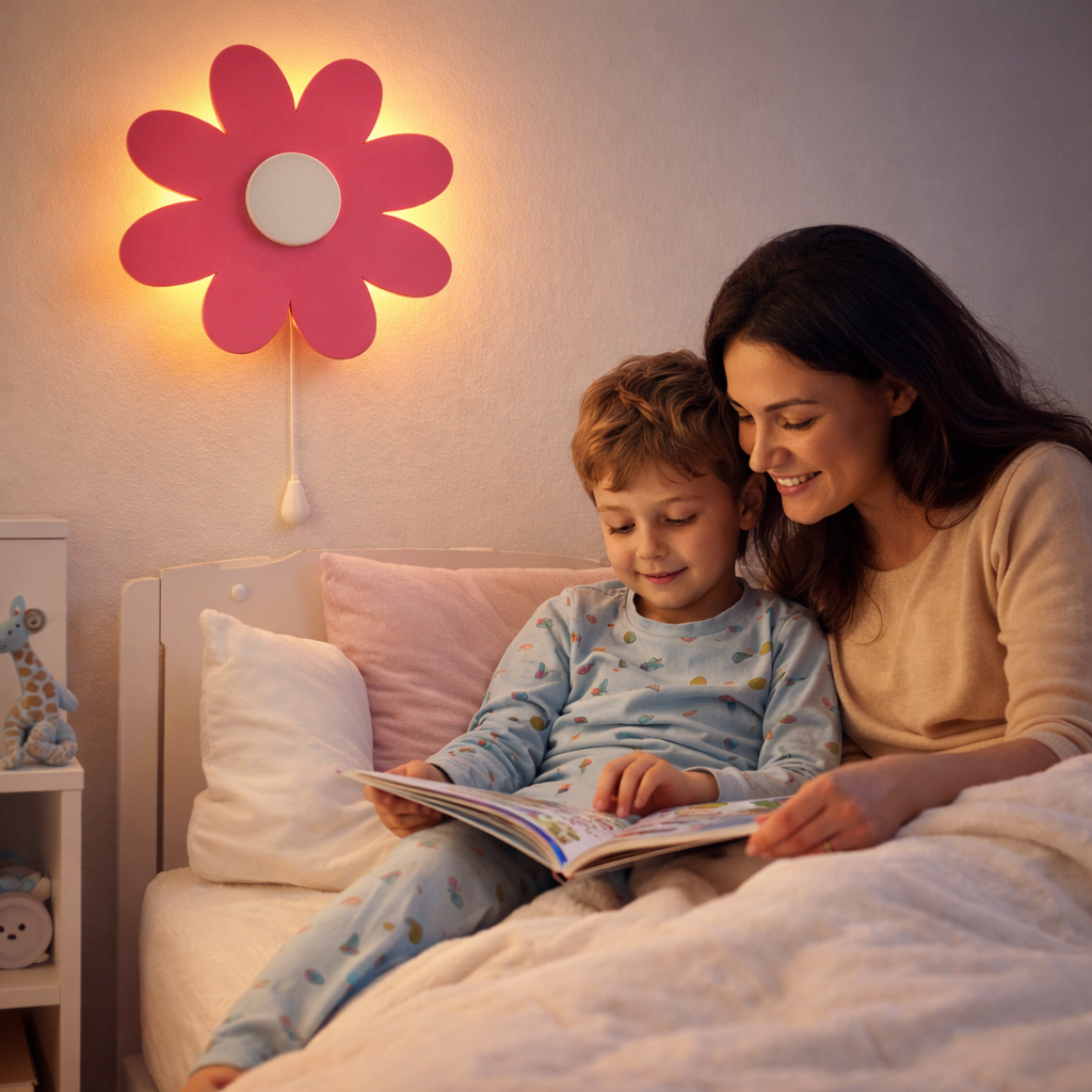 Pink Flower Wall Lamp for Kids Room | Nursery Decor