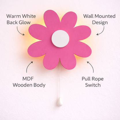 Pink Flower Wall Lamp for Kids Room | Nursery Decor