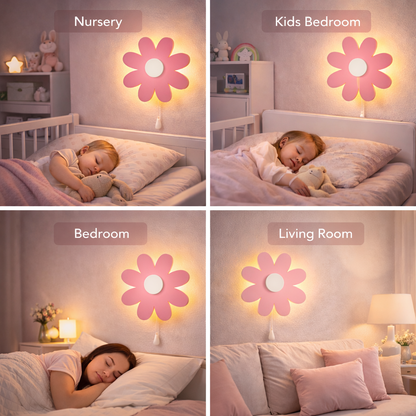 Pink Flower Wall Lamp for Kids Room | Nursery Decor