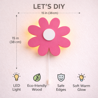Pink Flower Wall Lamp for Kids Room | Nursery Decor