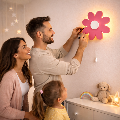 Pink Flower Wall Lamp for Kids Room | Nursery Decor