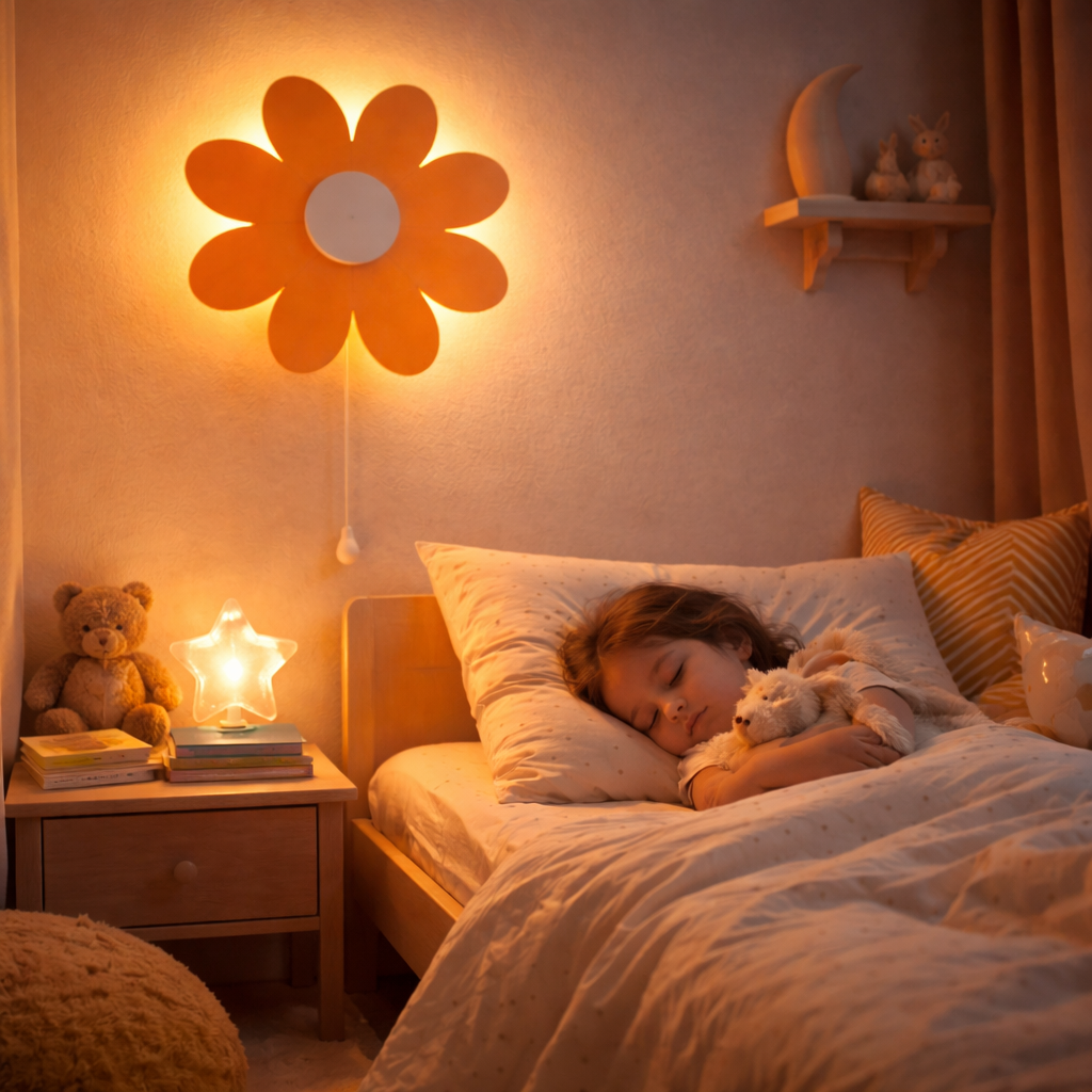 Warm Orange or Yellow Flower Wall Lamp for Kids Room | Nursery Decor
